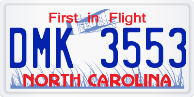 NC license plate DMK3553