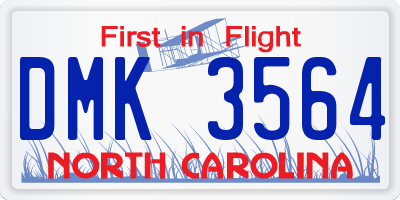 NC license plate DMK3564