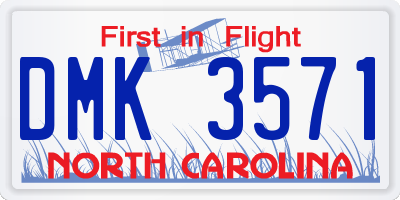 NC license plate DMK3571