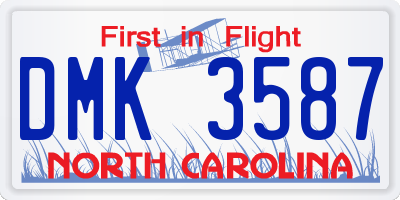 NC license plate DMK3587
