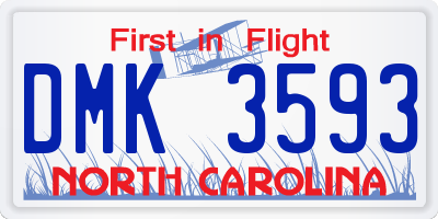 NC license plate DMK3593