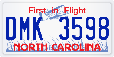 NC license plate DMK3598