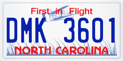 NC license plate DMK3601