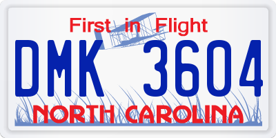 NC license plate DMK3604