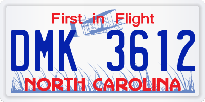 NC license plate DMK3612