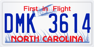 NC license plate DMK3614