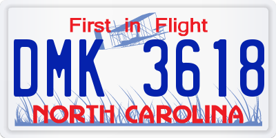NC license plate DMK3618