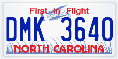 NC license plate DMK3640