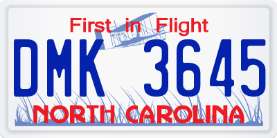 NC license plate DMK3645