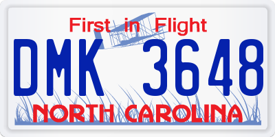 NC license plate DMK3648