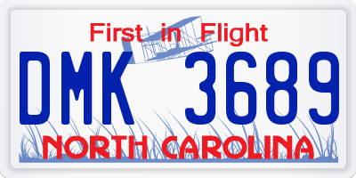 NC license plate DMK3689