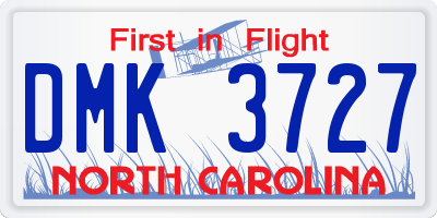 NC license plate DMK3727