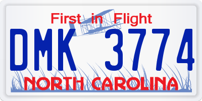 NC license plate DMK3774