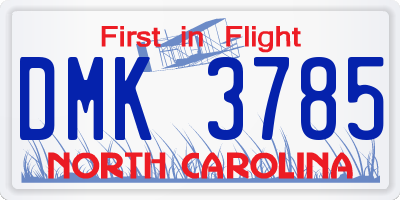 NC license plate DMK3785