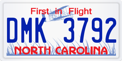 NC license plate DMK3792