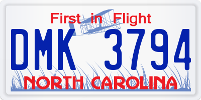 NC license plate DMK3794