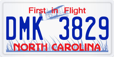 NC license plate DMK3829