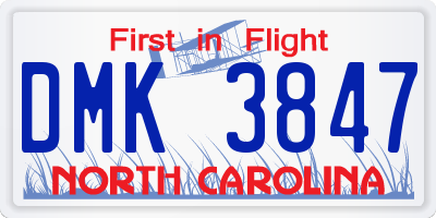 NC license plate DMK3847