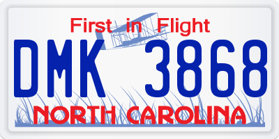 NC license plate DMK3868
