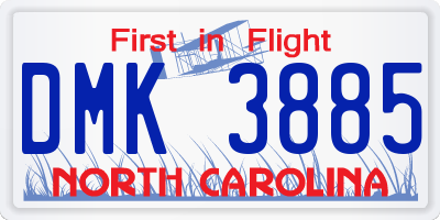 NC license plate DMK3885