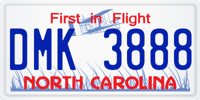NC license plate DMK3888