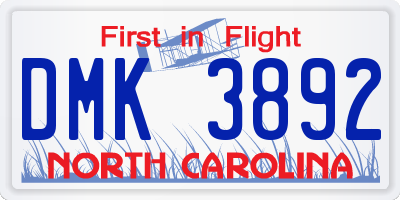 NC license plate DMK3892