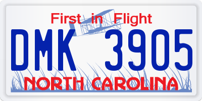 NC license plate DMK3905