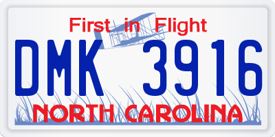 NC license plate DMK3916