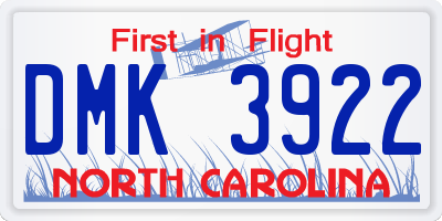 NC license plate DMK3922