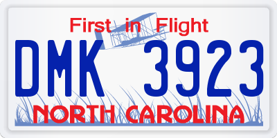 NC license plate DMK3923