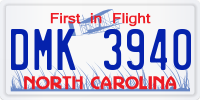 NC license plate DMK3940