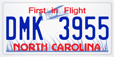 NC license plate DMK3955