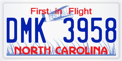 NC license plate DMK3958