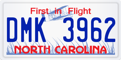 NC license plate DMK3962