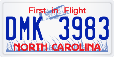 NC license plate DMK3983
