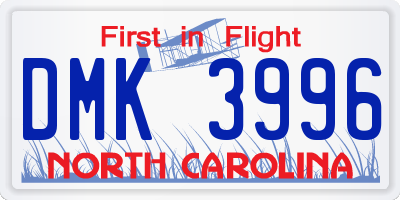 NC license plate DMK3996