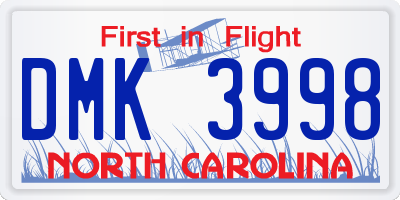 NC license plate DMK3998