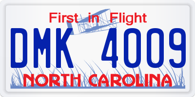 NC license plate DMK4009