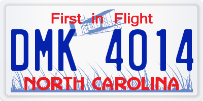 NC license plate DMK4014