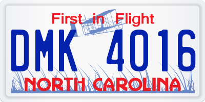 NC license plate DMK4016
