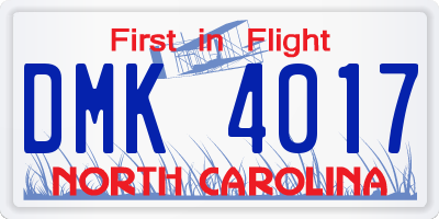 NC license plate DMK4017