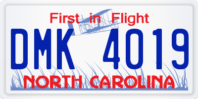 NC license plate DMK4019