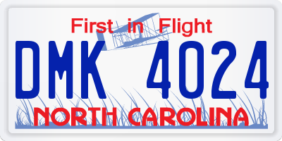 NC license plate DMK4024