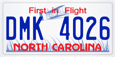 NC license plate DMK4026