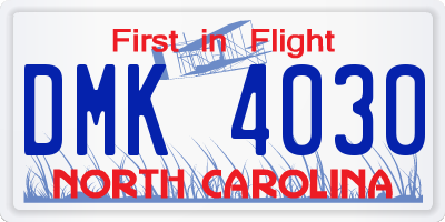 NC license plate DMK4030