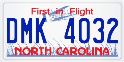 NC license plate DMK4032