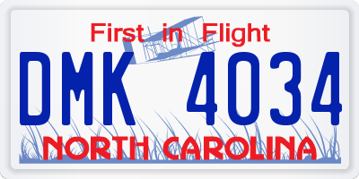 NC license plate DMK4034