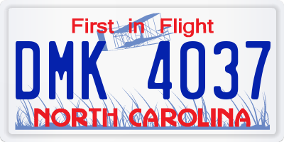 NC license plate DMK4037