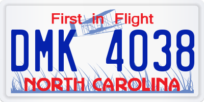 NC license plate DMK4038