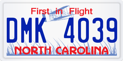 NC license plate DMK4039
